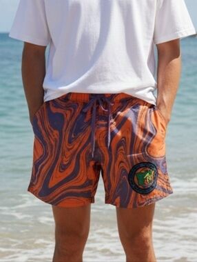 MTV Orange and Purple Swirl Board Shorts